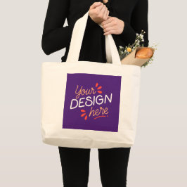 Bolso De Tela Gigante Gráfico cuadrado morado con naranja divertido
