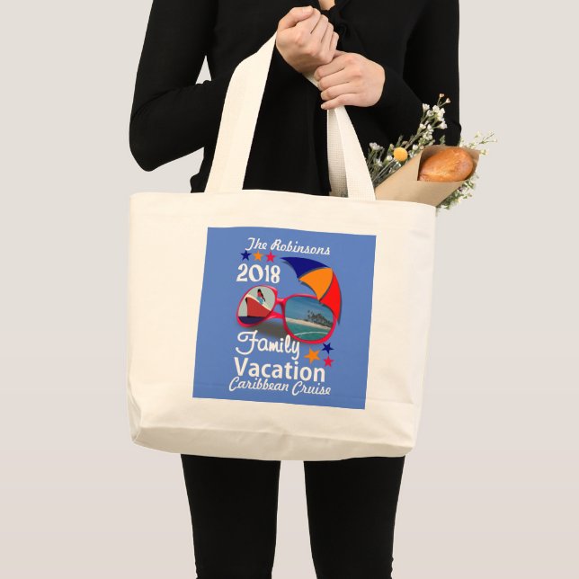 Bolso De Tela Gigante Gráfico de crucero de vacaciones familiares person (Anverso (producto))