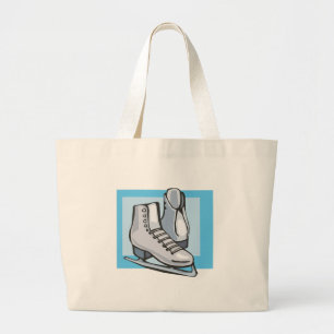 Bolso De Tela Gigante gráfico de patines de hielo blanco