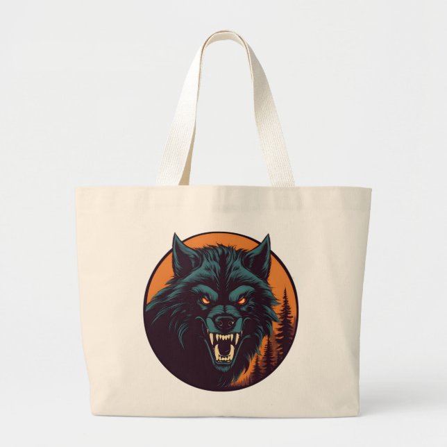 Bolso De Tela Gigante Gráfico de retroceso de historieta de Werewolf ret (Frente)