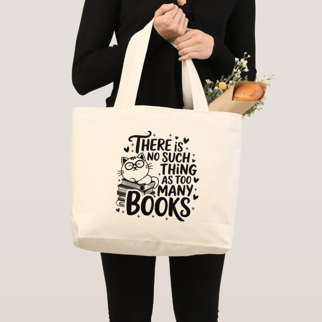 Bolso De Tela Gigante Gráfico nunca demasiados libros (Anverso (producto))