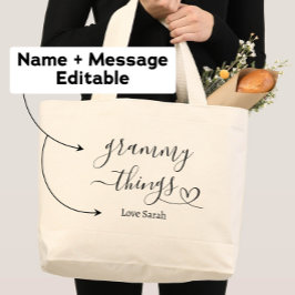 Bolso De Tela Gigante Grammy Things Personalizado regalo de los nietos