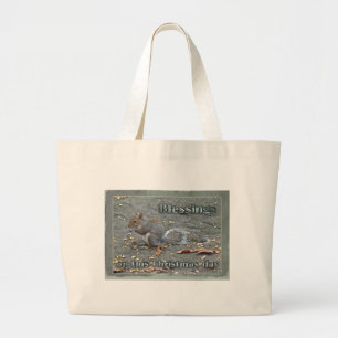 Bolso De Tela Gigante Gray Squirrel Navidades Blessing Series