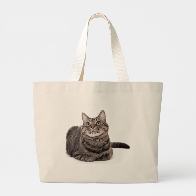 Bolso De Tela Gigante Gray Tabby Cat (Reverso)