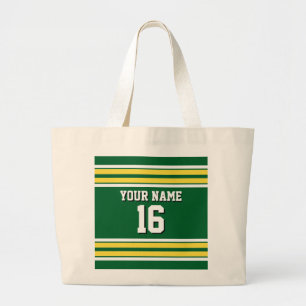 Bolso De Tela Gigante Green forestal con el equipo de franjas blancas am