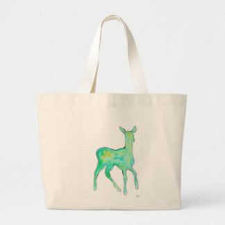 Bolso De Tela Gigante Green Watercolor Deer Bag