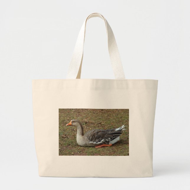 Bolso De Tela Gigante Greylag Swan Goose Cross (Frente)