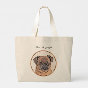 Bolso De Tela Gigante Griffon de Bruselas Pintura de Perro Cutáneo Rojo 
