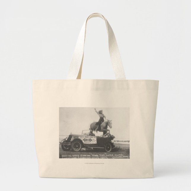 Bolso De Tela Gigante Gris de Bonnie que salta su caballo (Frente)
