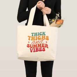 Bolso De Tela Gigante Grocería de playa de Thick Thighs y Summer Vibes