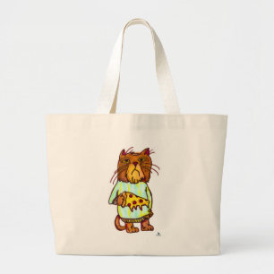 Bolso De Tela Gigante Grumpy Pizza Mascota Funny Diseño de Arte Gato