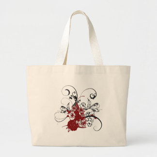 Bolso De Tela Gigante Grunge floral rojo del KRW