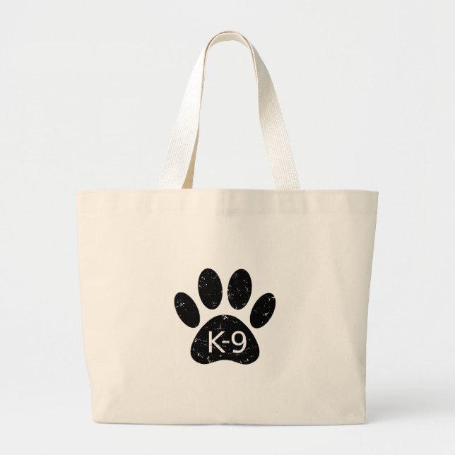 Bolso De Tela Gigante Grunge Perro angustiado Paw K-9 (Frente)