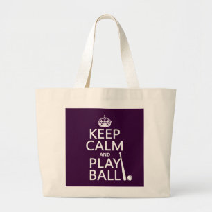 Bolso De Tela Gigante Guarde la bola de la calma y del juego (béisbol)