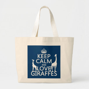 Bolso De Tela Gigante Guarde la calma y ame las jirafas - todos los