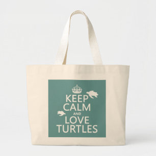 Bolso De Tela Gigante Guarde la calma y ame las tortugas
