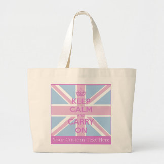 Bolso De Tela Gigante Guarde la calma y continúe Union Jack rosado y
