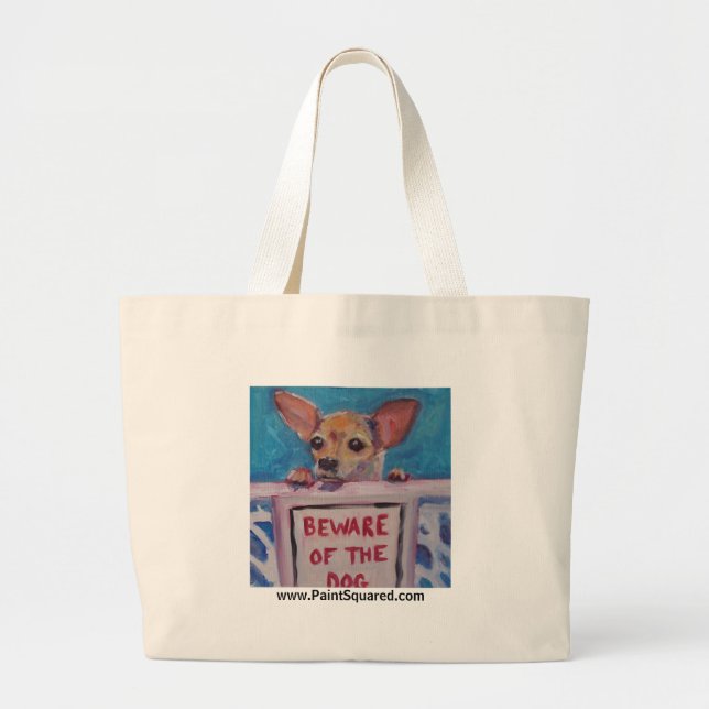 Bolso De Tela Gigante Guárdese del perro • ¡TEJIDO!  • TOTE (Frente)