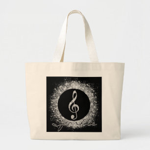 Bolso De Tela Gigante Guay Trendy Music Treble Clef Purpurina Sparkles