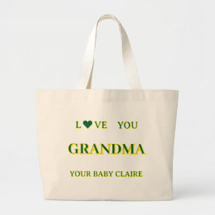 Bolso De Tela Gigante Guión de abuela personalizado Gran amarillo y verd