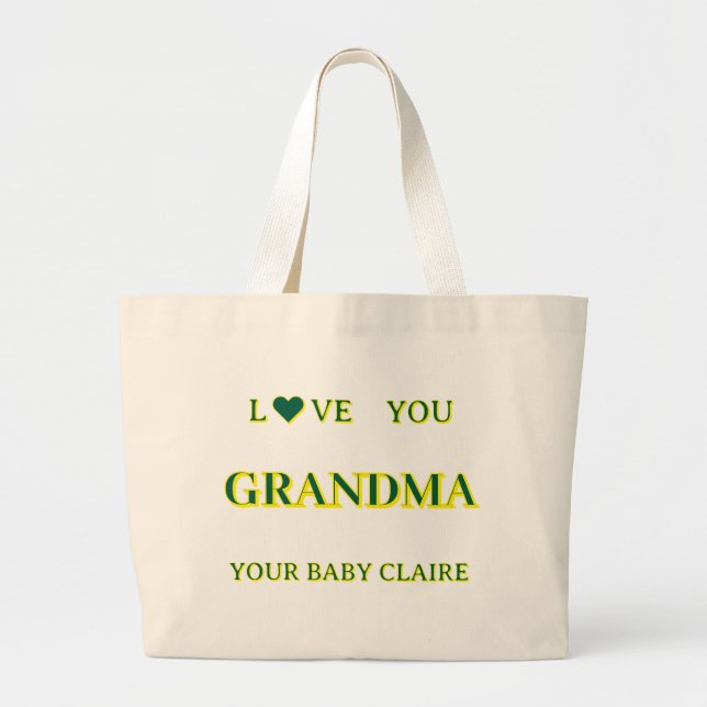 Bolso De Tela Gigante Guión de abuela personalizado Gran amarillo y verd (Frente)