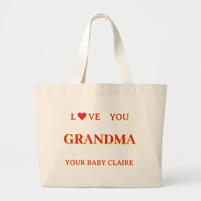Bolso De Tela Gigante Guión de abuela personalizado Gran BAG rojo y amar (Frente)