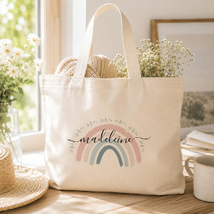 Bolso De Tela Gigante Guion personalizado de arcoíris lindo Caligrafía d