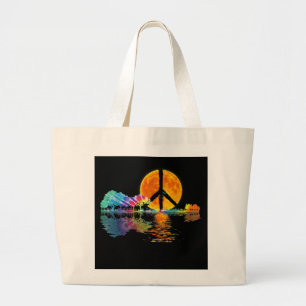 Bolso De Tela Gigante Guitar Lake Shadow Peace Love Guitar Hippie