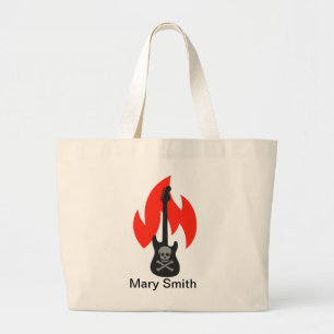 Bolso De Tela Gigante Guitarra de calaveras y llamas