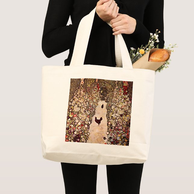 Bolso De Tela Gigante Gustav Klimt Garden Path Painting, tonos de tierra (Subido por el creador)