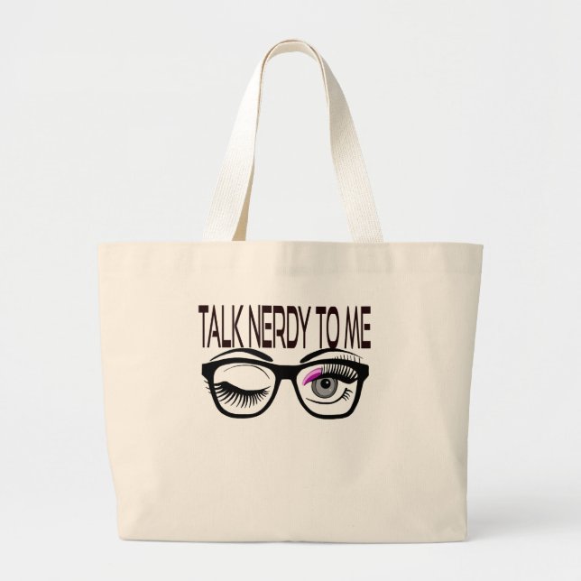 Bolso De Tela Gigante Hablar Nerdy A Mí Gafas Geek Winky Eye Pink (Frente)