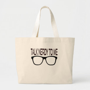 Bolso De Tela Gigante Hable Nerdy conmigo con Black Geek Glasses