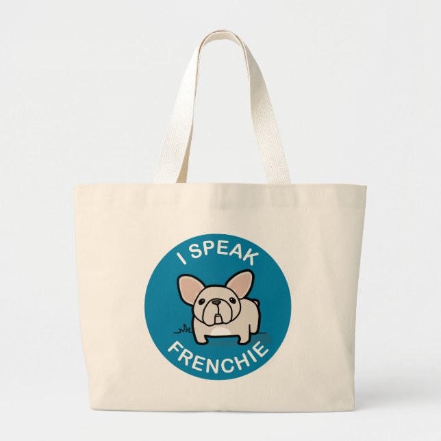 Bolso De Tela Gigante Hablo Frenchie - azul (Frente)