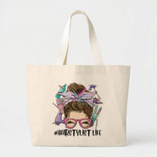 Bolso De Tela Gigante Hairdresser Messy Bun Cosmetólogo Hairstylist
