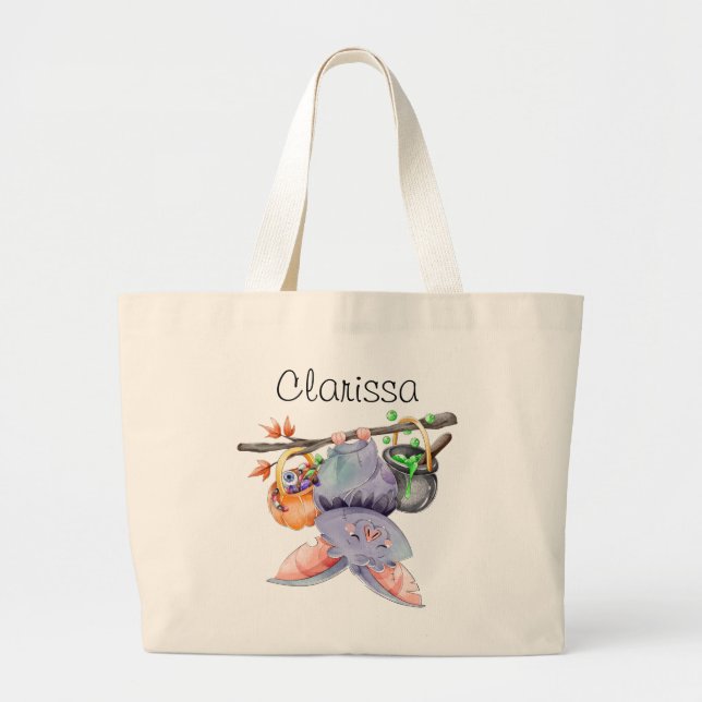 Bolso De Tela Gigante Halloween Bat Trick o Trete Tote Bag (Frente)