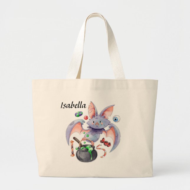 Bolso De Tela Gigante Halloween Bat Trick o Trete Tote Bag (Frente)