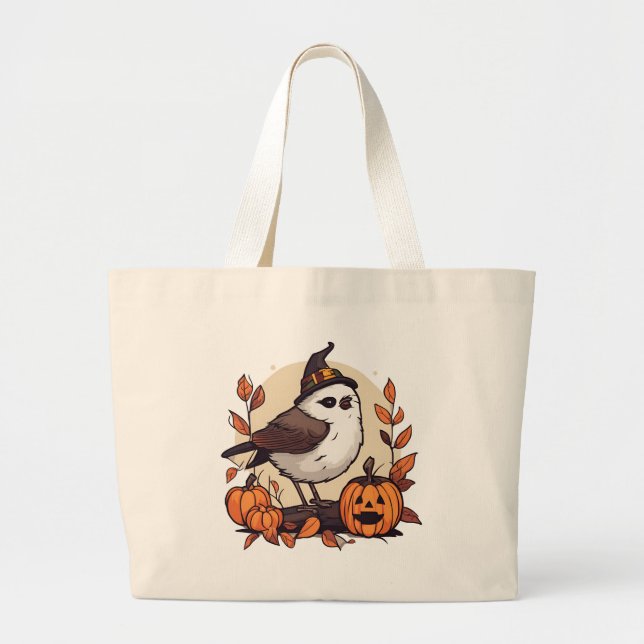 Bolso De Tela Gigante Halloween Bird Jack-o-lantern (Frente)