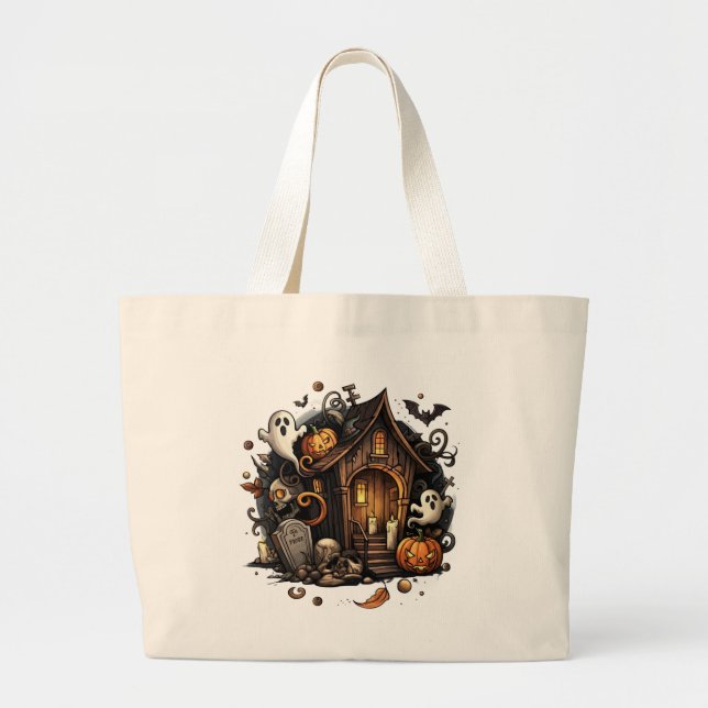 Bolso De Tela Gigante Halloween Hauned House Tote Bag (Frente)
