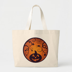 Bolso De Tela Gigante Halloween Jack o linterna cara de calabaza y araña