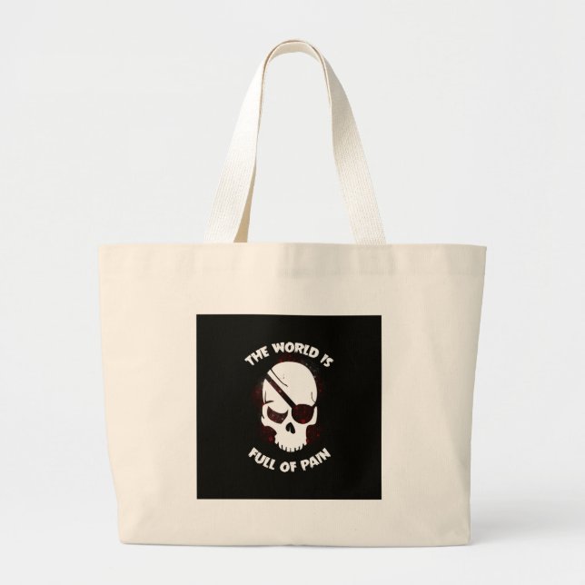 Bolso De Tela Gigante Halloween Skull Dark Black Scary (Frente)