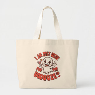 Bolso De Tela Gigante Halloween Tote Bag- "I am just here for the boooze
