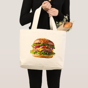 Bolso De Tela Gigante Hamburguesa con queso apetitosa de SlipperyJoe cru