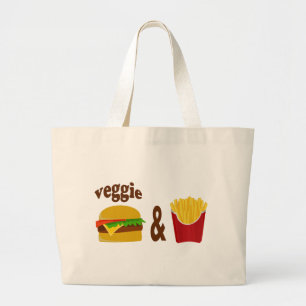 Bolso De Tela Gigante Hamburguesa de verduras y frijoles