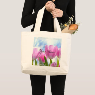 Bolso De Tela Gigante HAMbyWG - Tulipanes rosados