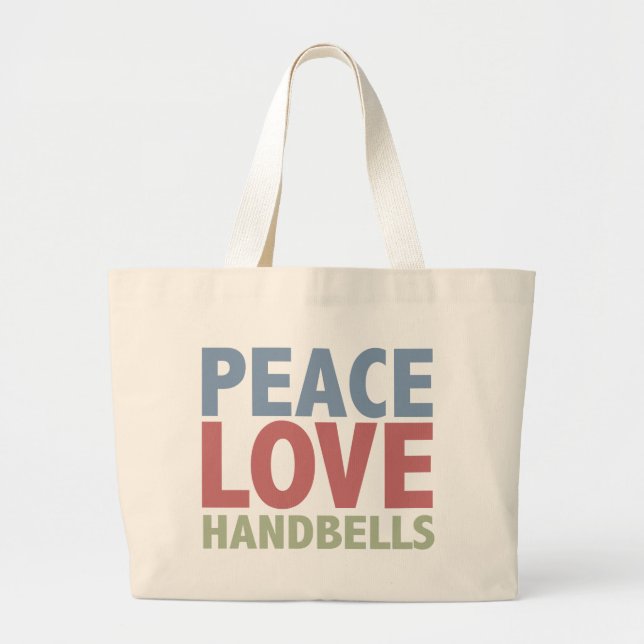 Bolso De Tela Gigante Handbells del amor de la paz (Frente)