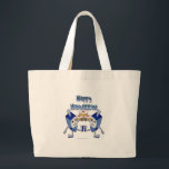 Bolso De Tela Gigante Hanukkah Dancing Dreides y Jelly Doughnut<br><div class="desc">Está viendo la colección Lee Hiller Designs of Home and Office Decor, Apparel, Gifts and Collectibles. Los diseños incluyen la fotografía Lee Hiller y la colección de arte digital de medios mixtos. Puedes ver su fotografía de la naturaleza en http://HikeOurPlanet.com/ y seguir su blog de senderismo dentro del Parque Nacional...</div>