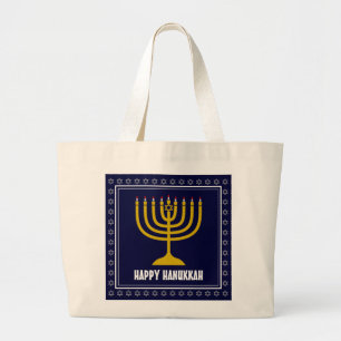 Bolso De Tela Gigante HANUKKAH Star David Menorah Personalizado AZUL OSC