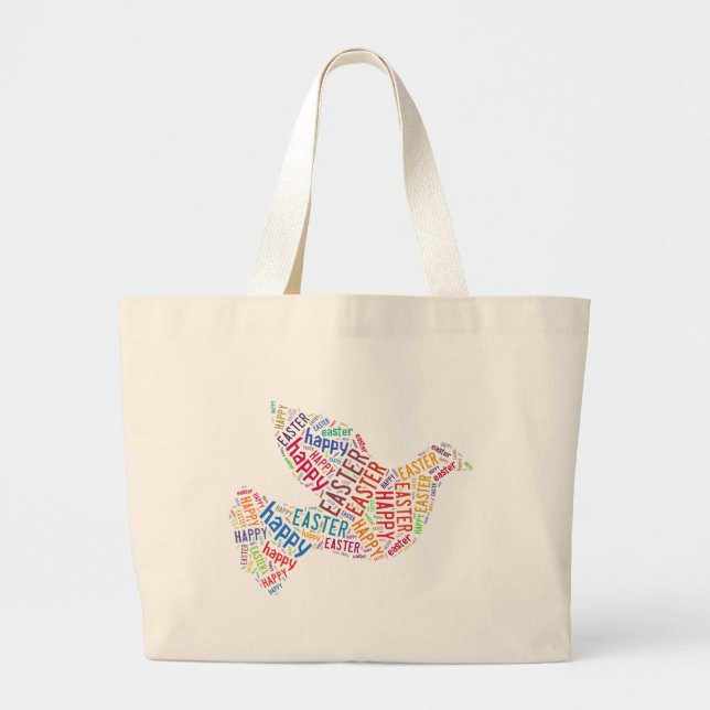 Bolso De Tela Gigante Happy Easter Dove Greet (Frente)