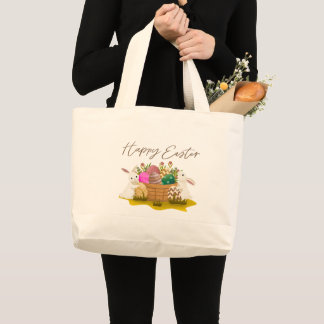 Bolso De Tela Gigante Happy Easter Tote Bag