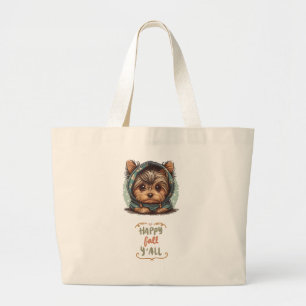 Bolso De Tela Gigante Happy Fall Y'all Yorkshire Terrier Otumn Hoodie